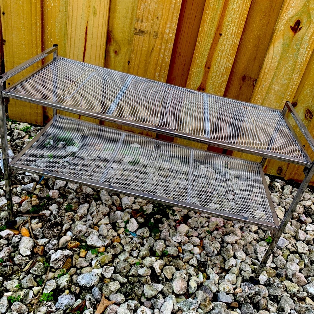 Sliver & black shelf book shelf VTG